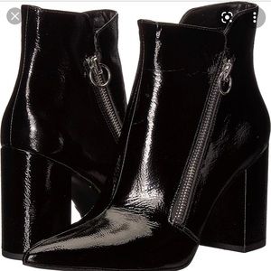 Nine West Russity Zippered Booties - Black Patent
